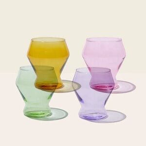 YIELD Set of 4 Multicolored 10oz Stemless Glasses
